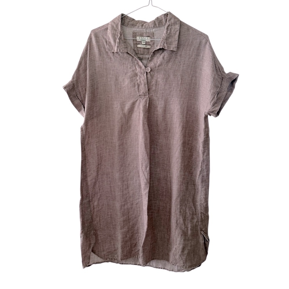 Vicci Germany 100% Linen Shift Short Dress Light Brown Size 38 EU Small S US